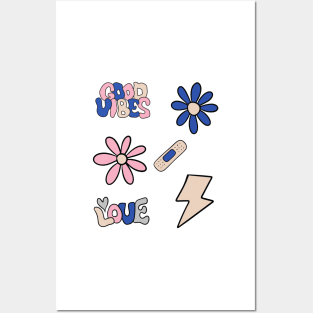 Retro Flower Power Funky Good Vibes and Love Posters and Art